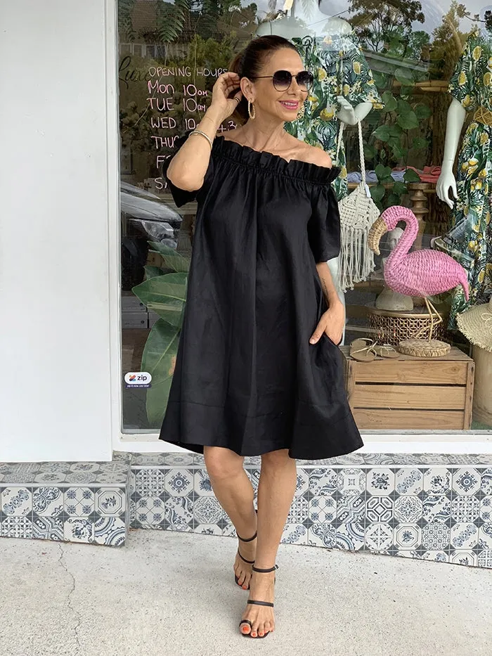 Maddie Off the Shoulder Dress - Black