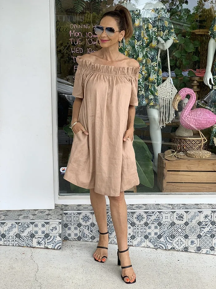 Maddie Off the Shoulder Dress - Natural