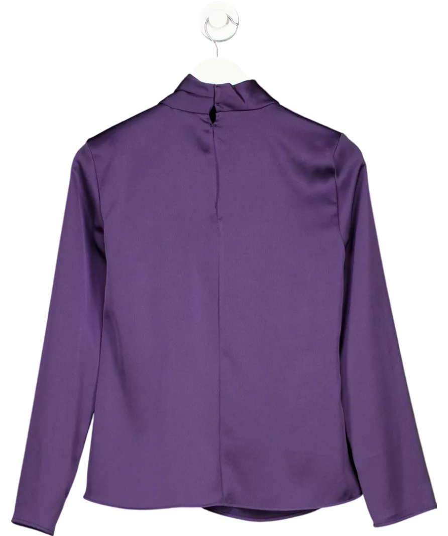 MANGO Purple High Neck Blouse UK 8