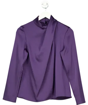 MANGO Purple High Neck Blouse UK 8