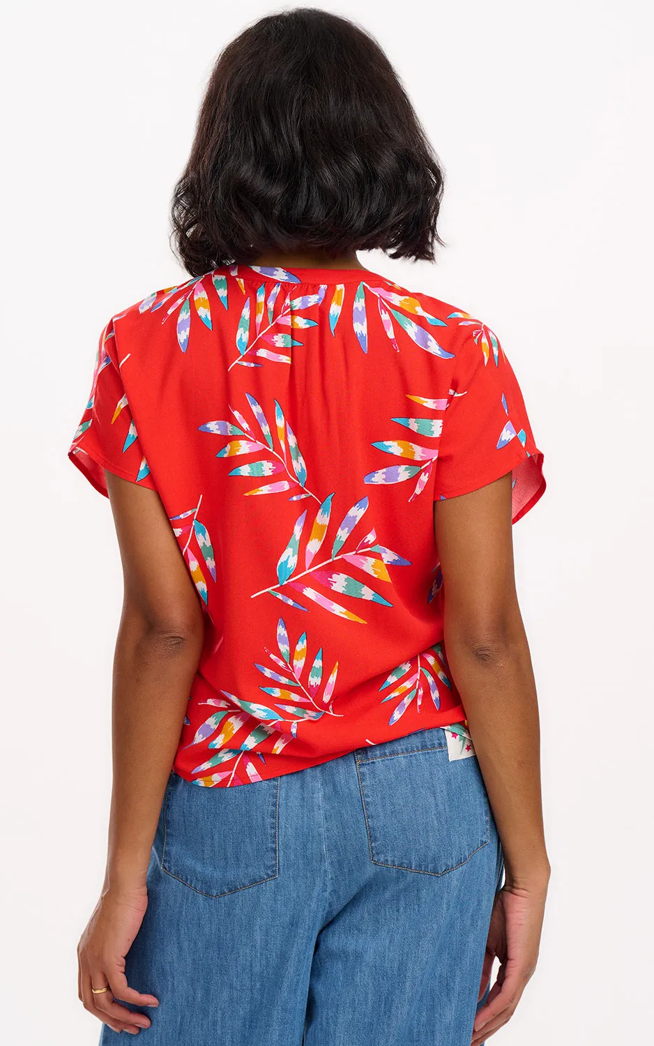Marielle Blouse Red Rainbow Fronds