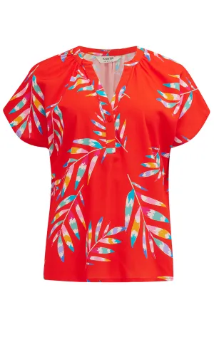 Marielle Blouse Red Rainbow Fronds