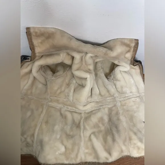 Marvin Richards Leather Fuzzy Zip Up Coat