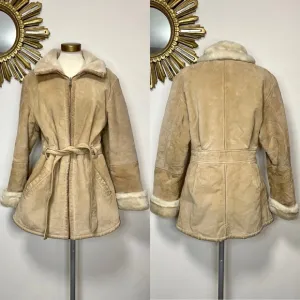 Marvin Richards Leather Fuzzy Zip Up Coat
