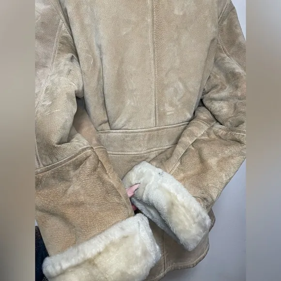 Marvin Richards Leather Fuzzy Zip Up Coat