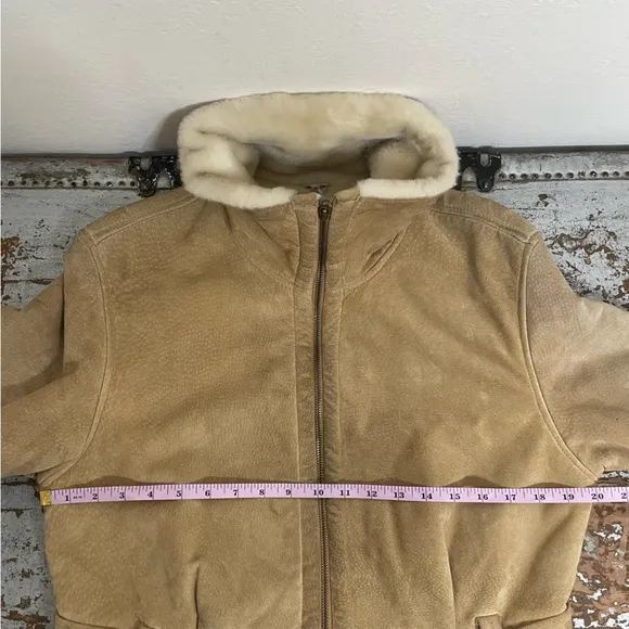 Marvin Richards Leather Fuzzy Zip Up Coat