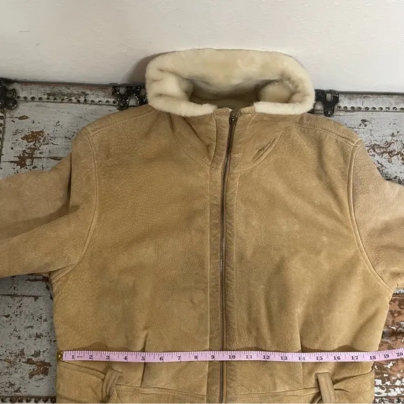 Marvin Richards Leather Fuzzy Zip Up Coat