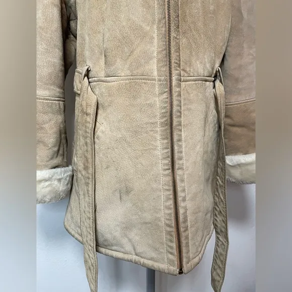 Marvin Richards Leather Fuzzy Zip Up Coat