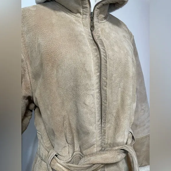 Marvin Richards Leather Fuzzy Zip Up Coat