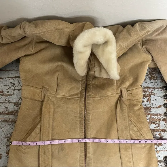 Marvin Richards Leather Fuzzy Zip Up Coat