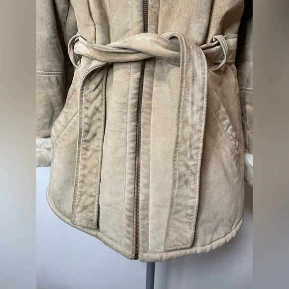Marvin Richards Leather Fuzzy Zip Up Coat