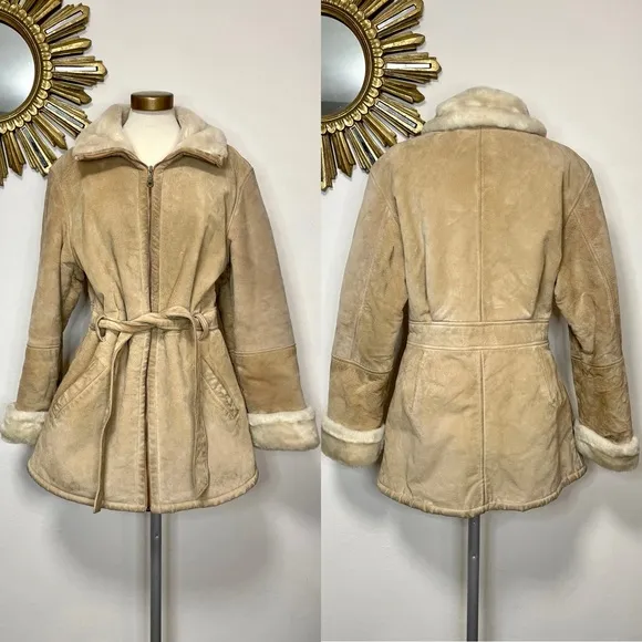Marvin Richards Leather Fuzzy Zip Up Coat