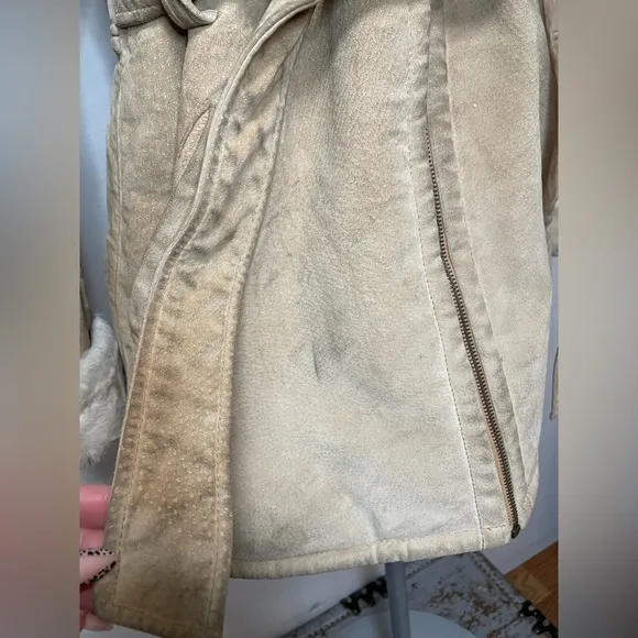 Marvin Richards Leather Fuzzy Zip Up Coat