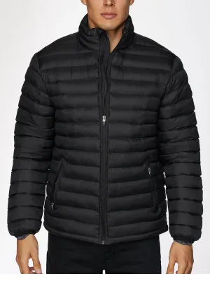 Men's Nylon Quilted Puffer Jacket-NJ640-Black