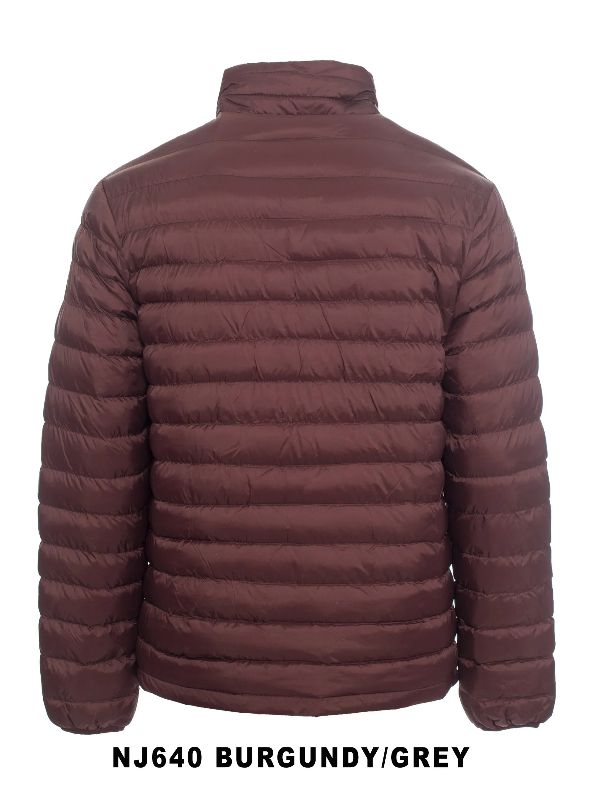 Men's Nylon Quilted Puffer Jacket-NJ640-Burgundy