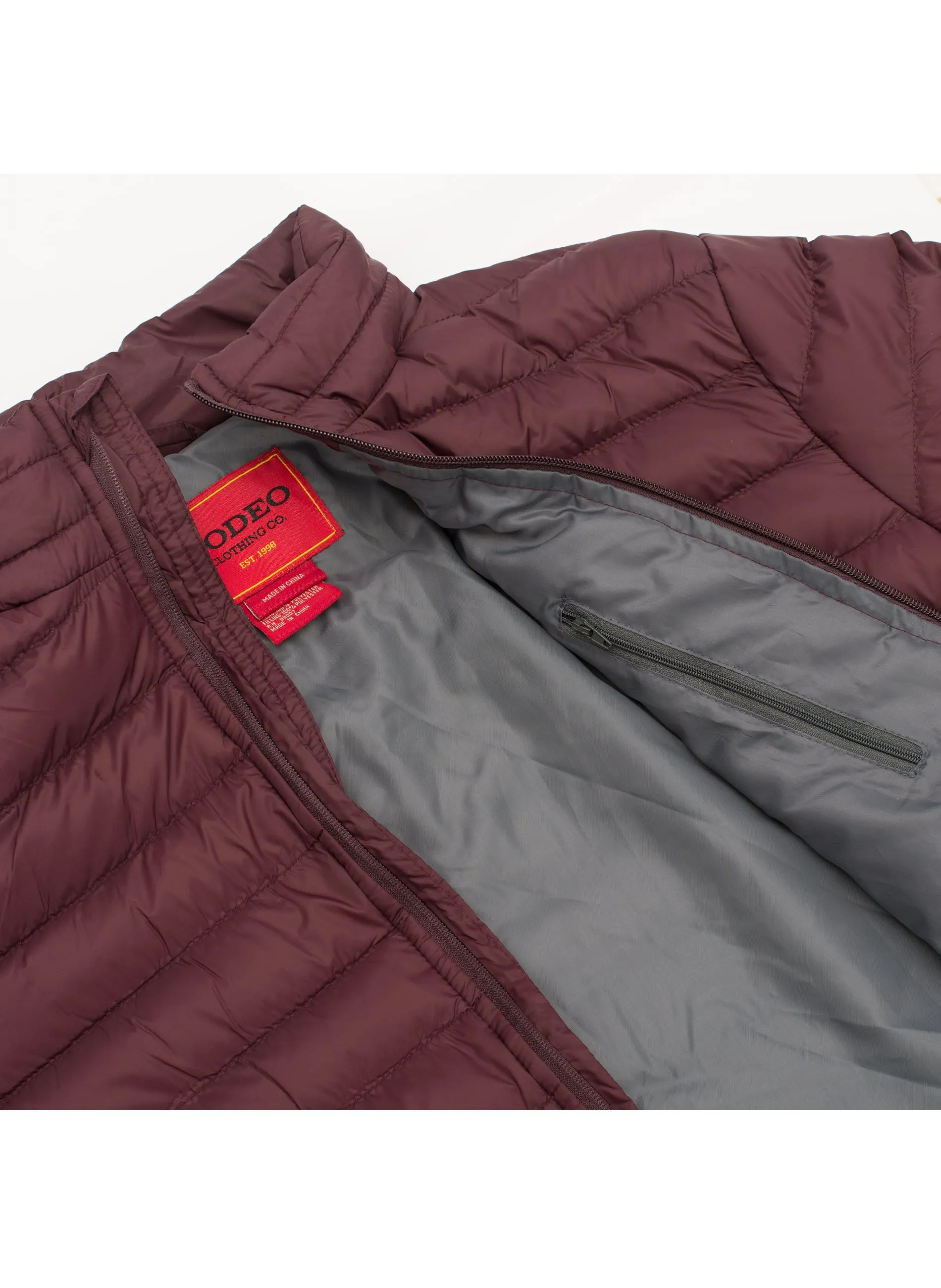 Men's Nylon Quilted Puffer Jacket-NJ640-Burgundy