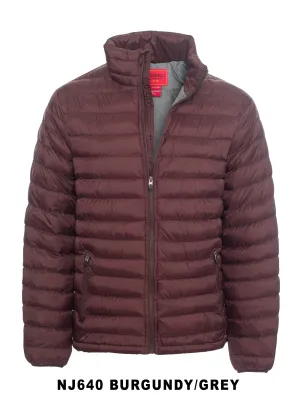 Men's Nylon Quilted Puffer Jacket-NJ640-Burgundy