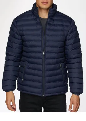 Men's Nylon Quilted Puffer Jacket-NJ640-Navy