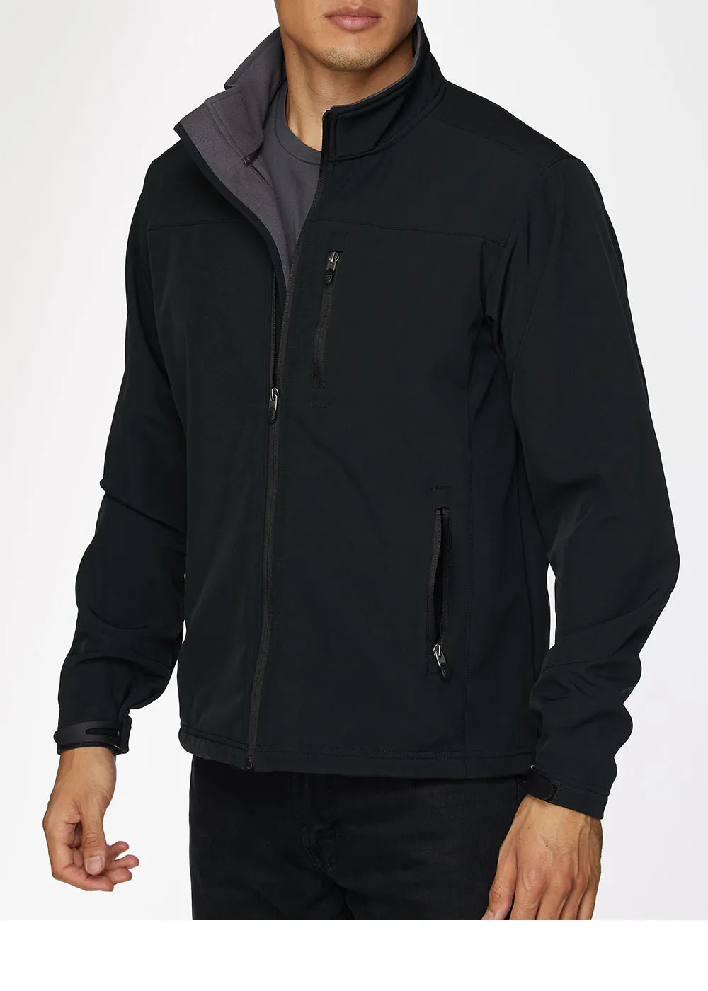Men's Soft Shell Bonded Jacket-NJ650-Black-Grey