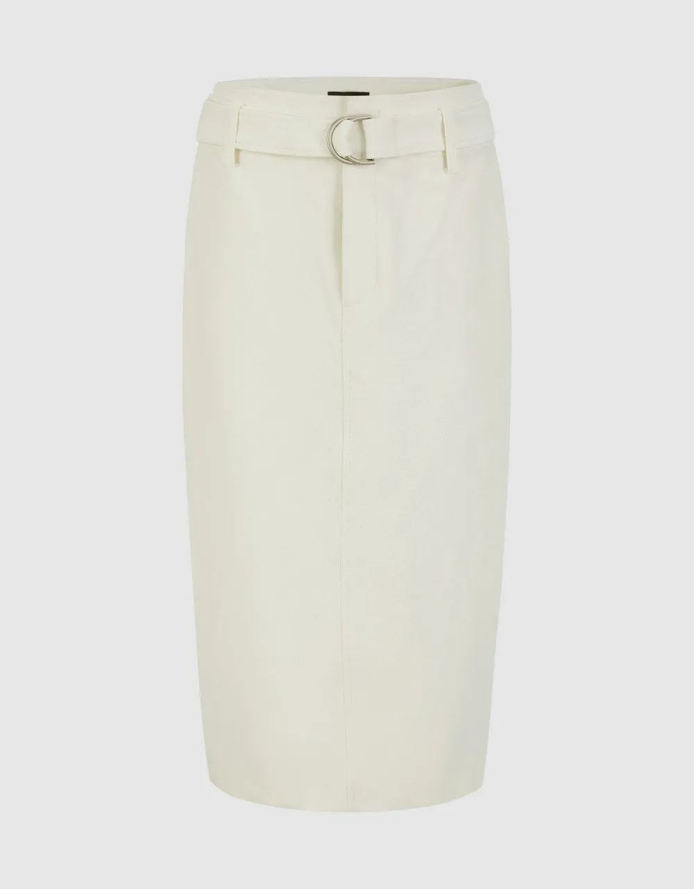 Midi A-Line Skirt With Belt