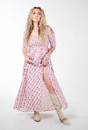 MILLIE OFF THE SHOULDER FLORAL DRESS W/ SLIT