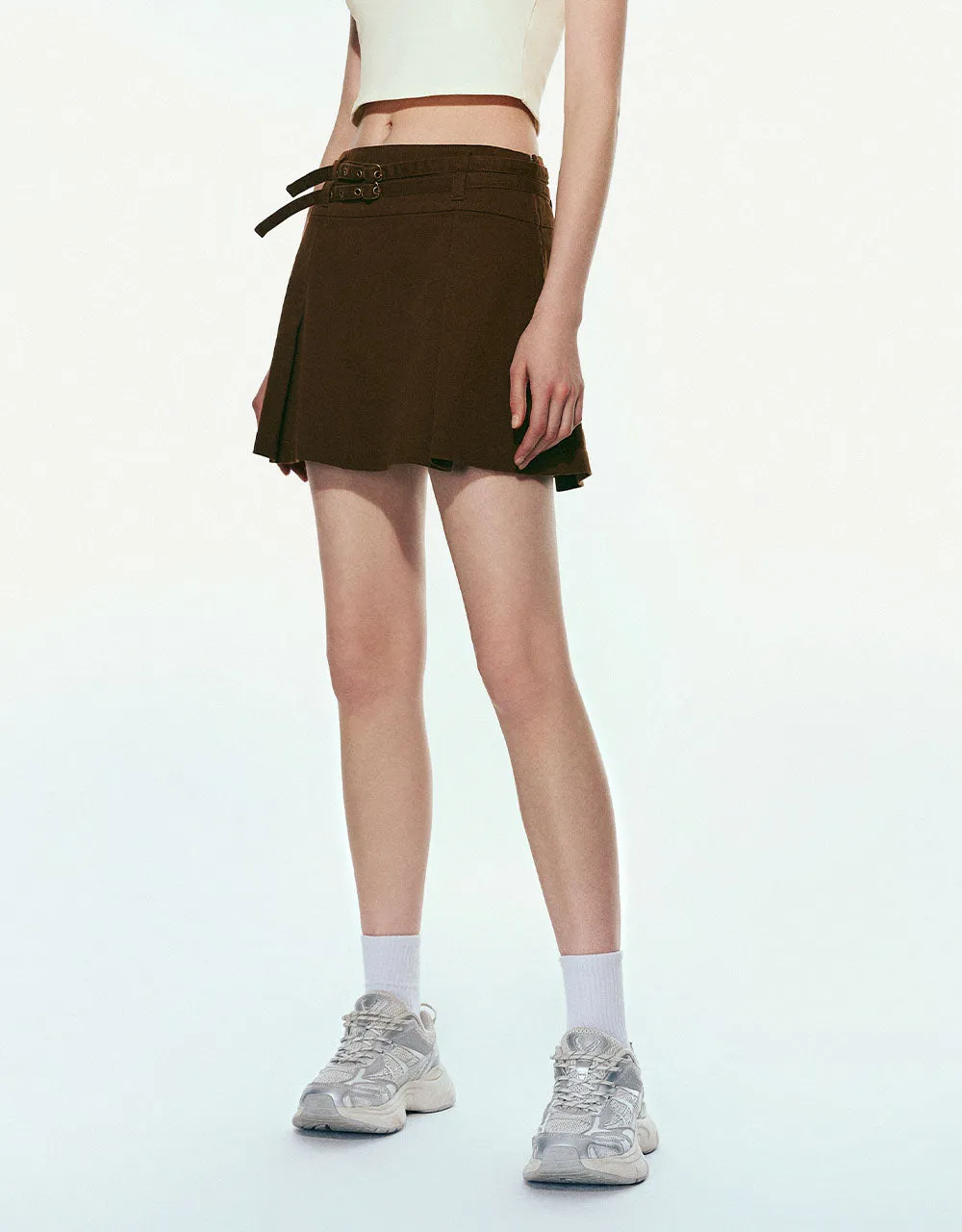 Mini A-Line Skirt With Belt