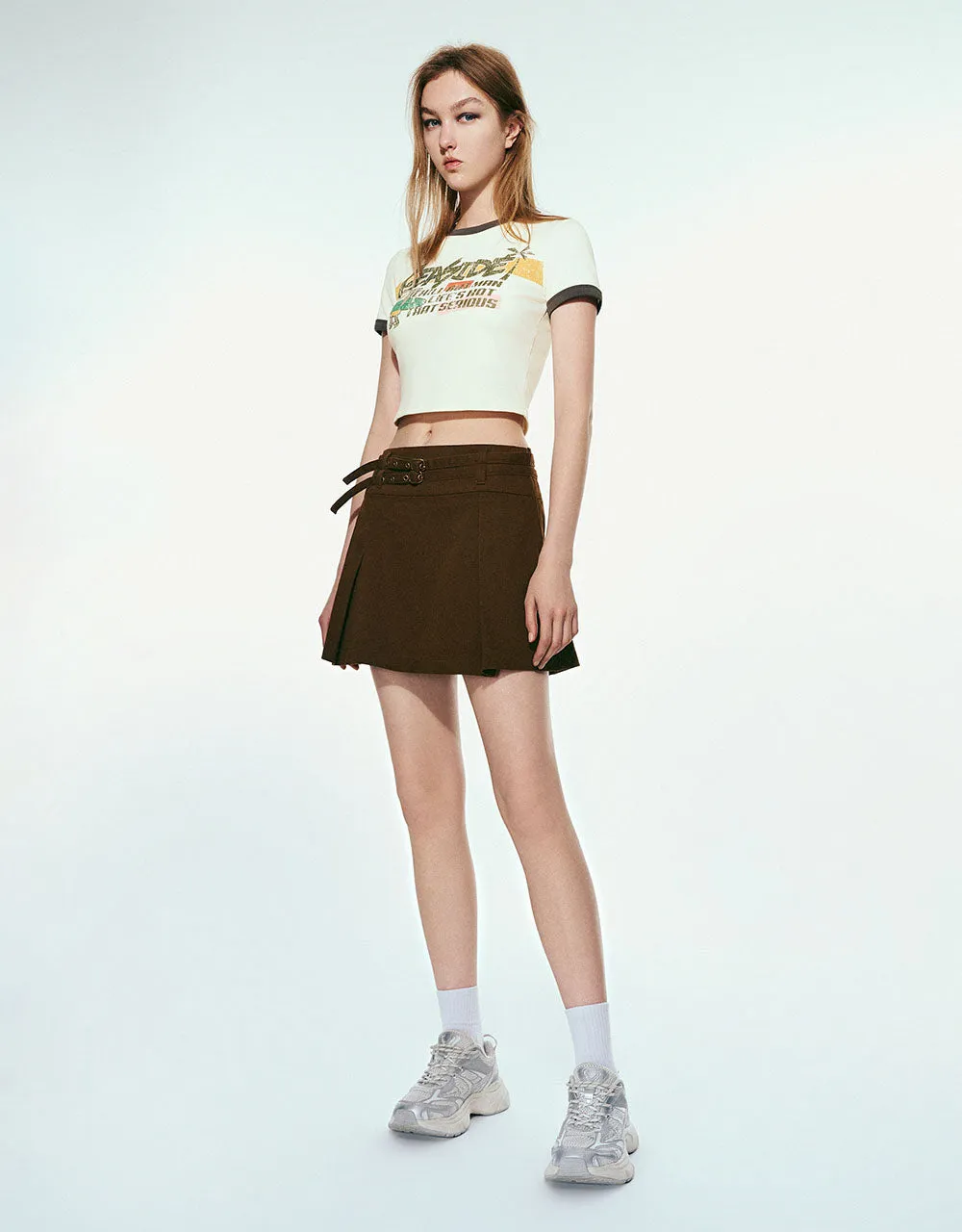 Mini A-Line Skirt With Belt
