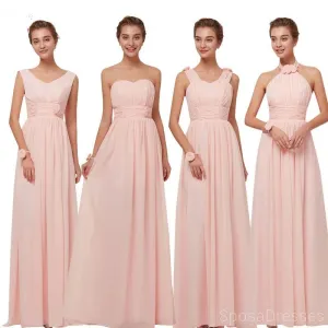 Mismatched Blush Pink Chiffon Cheap Bridesmaid Dresses Online, WG629