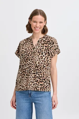 Mjoelle V Neck Top  | Birch Leopard