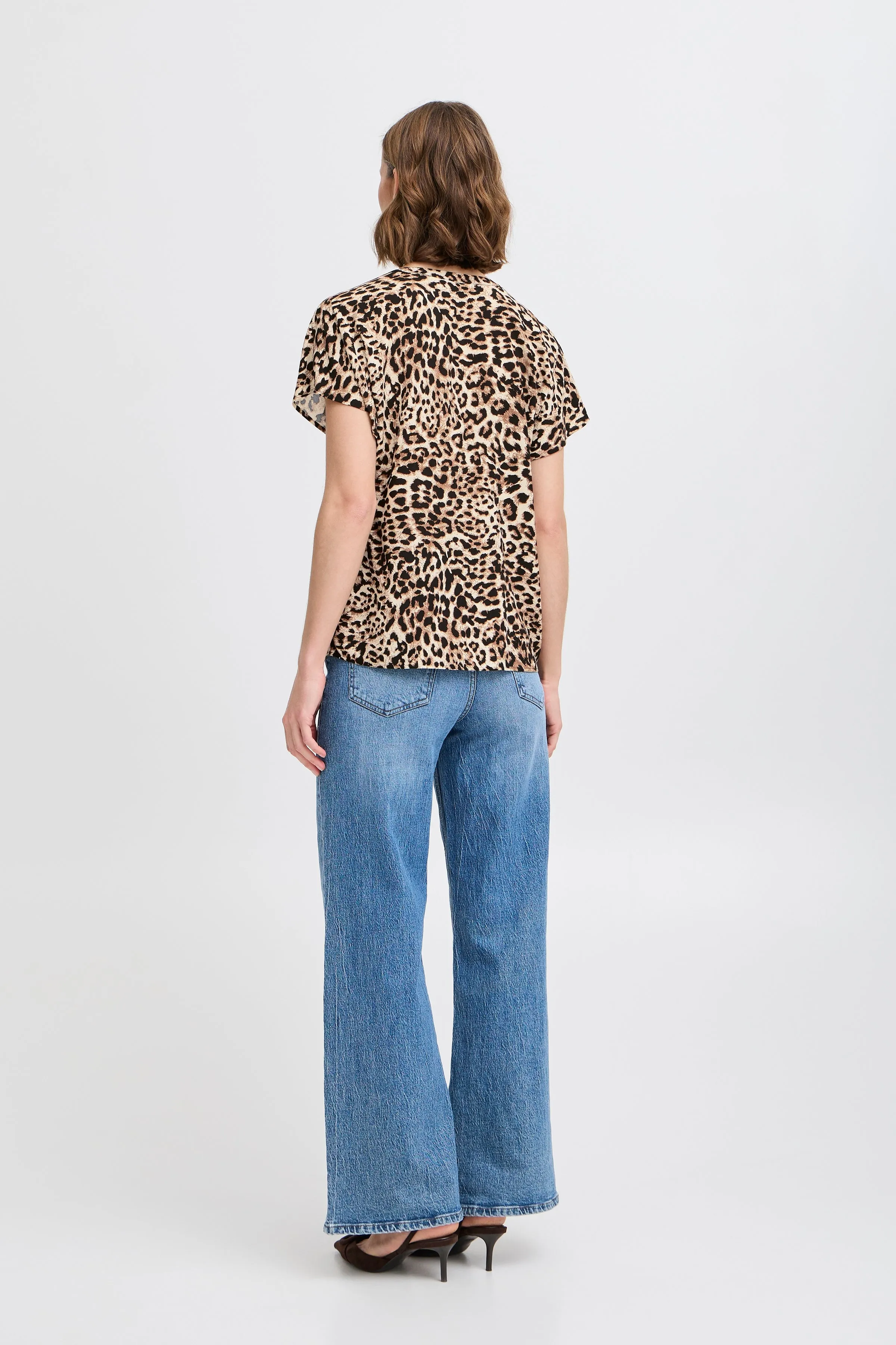 Mjoelle V Neck Top  | Birch Leopard