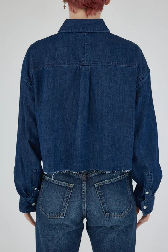 Moussy - Artesia Cropped Denim Shirt - Blue