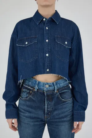 Moussy - Artesia Cropped Denim Shirt - Blue