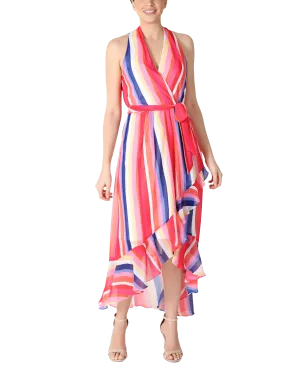 Multicolored Striped Chiffon Halter