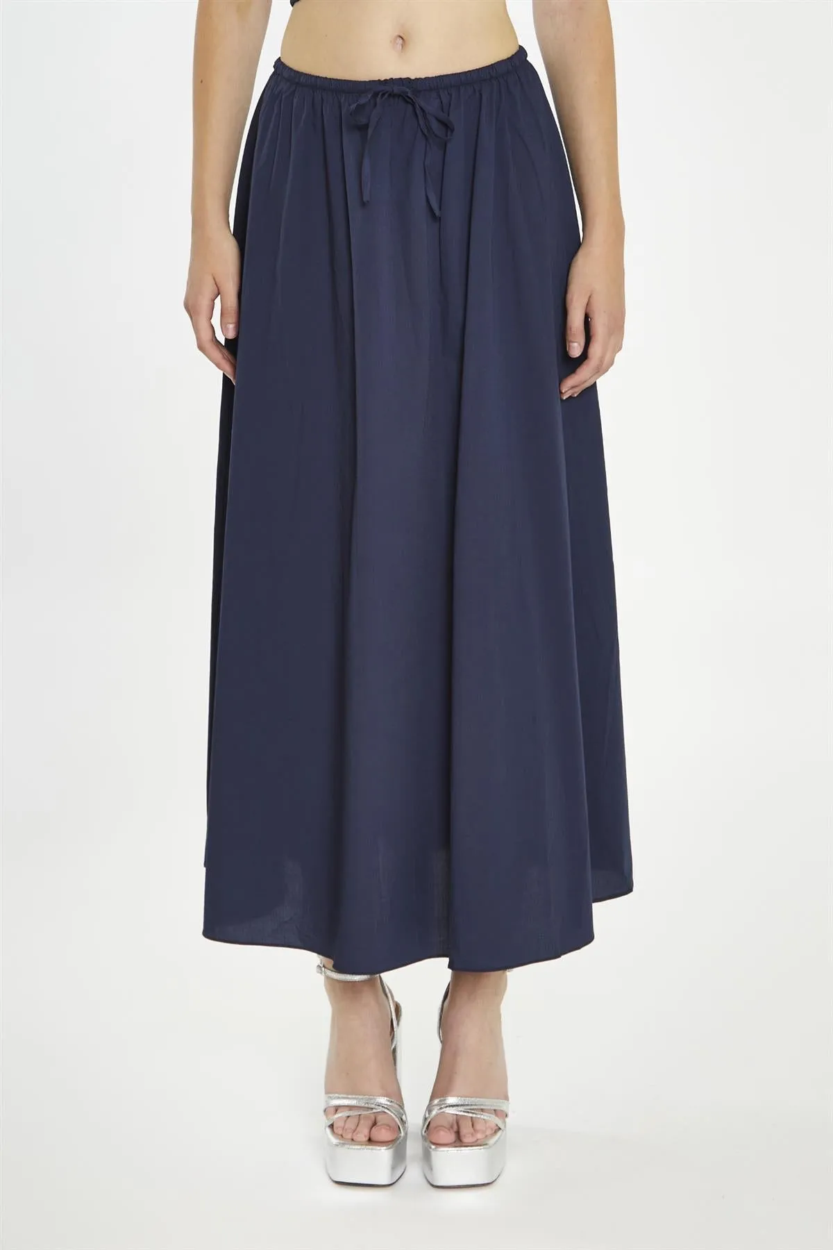 Navy Floaty Midaxi-Skirt
