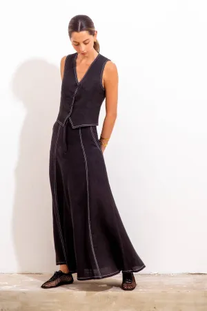 Nerea Skirt Black Linen