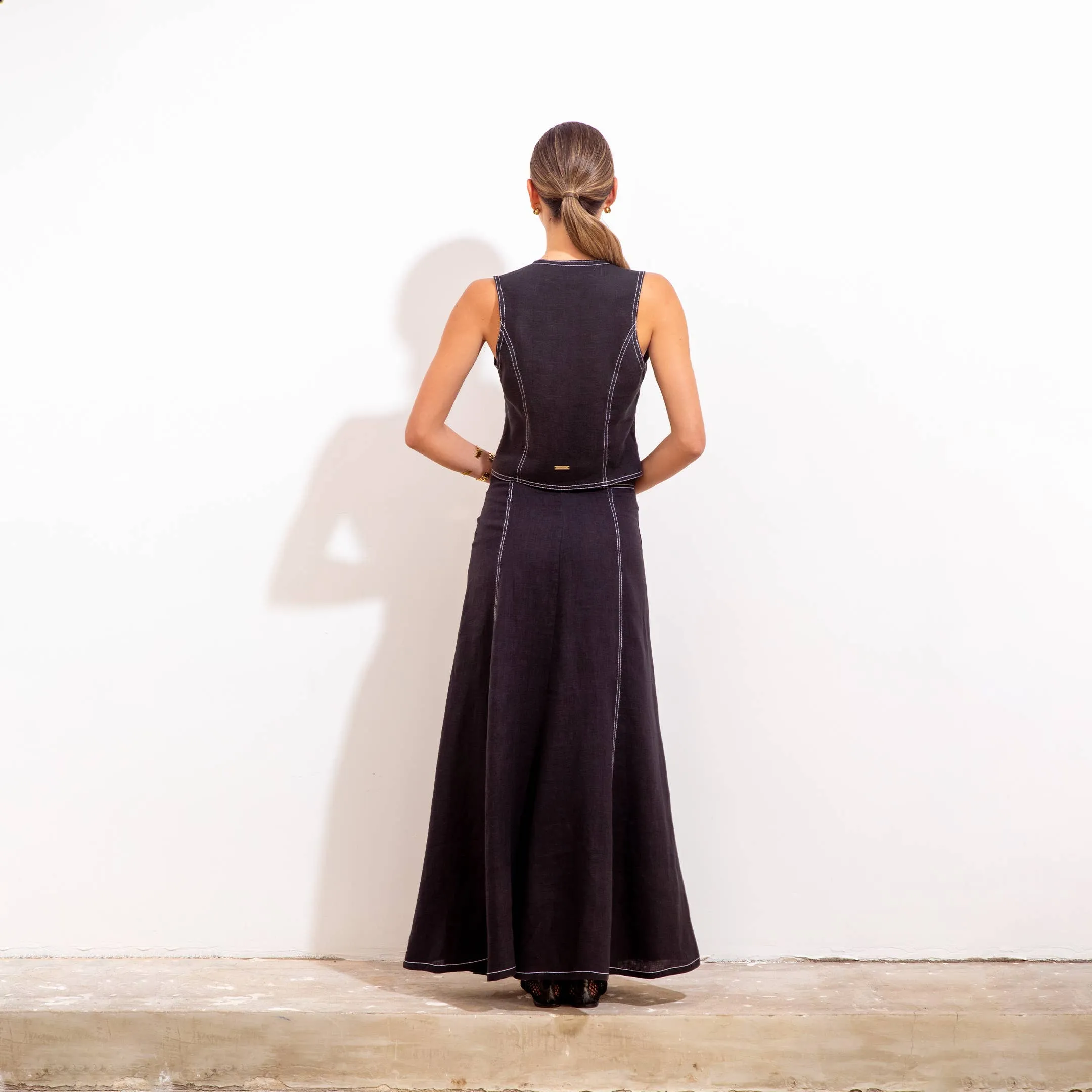 Nerea Skirt Black Linen