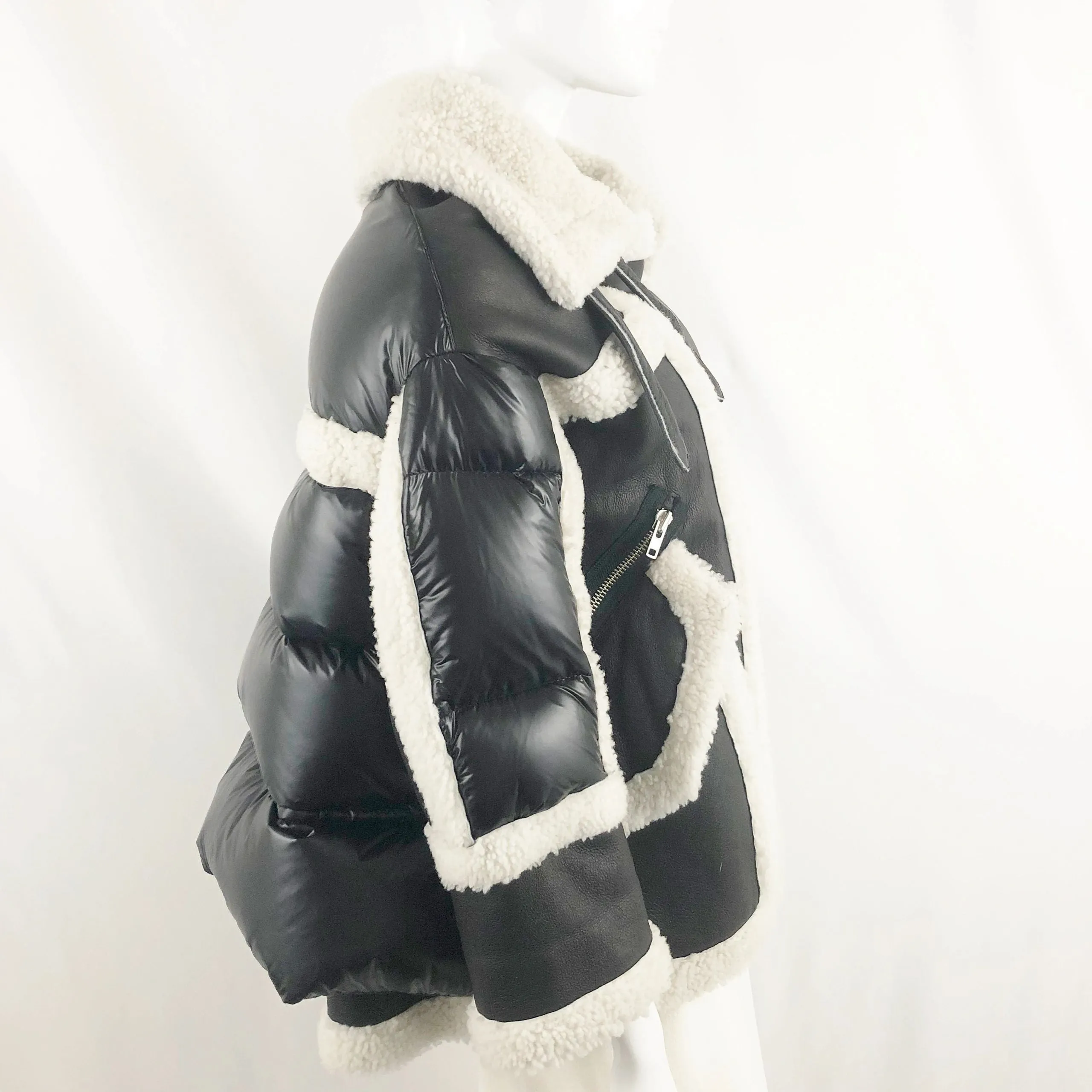 NEW Nicole Benisti Shearling Puffer Jacket Size S