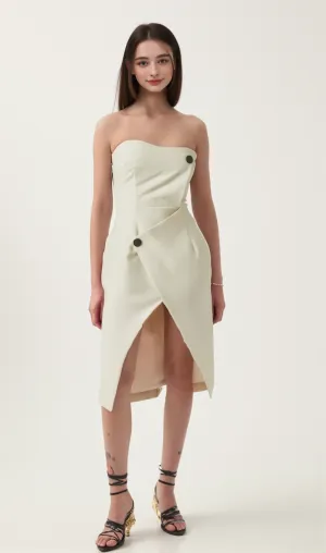 Noele white off-shoulder midi dress