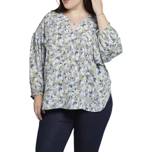 NYDJ Womens Plus Paulina Floral Print  Peasant Top