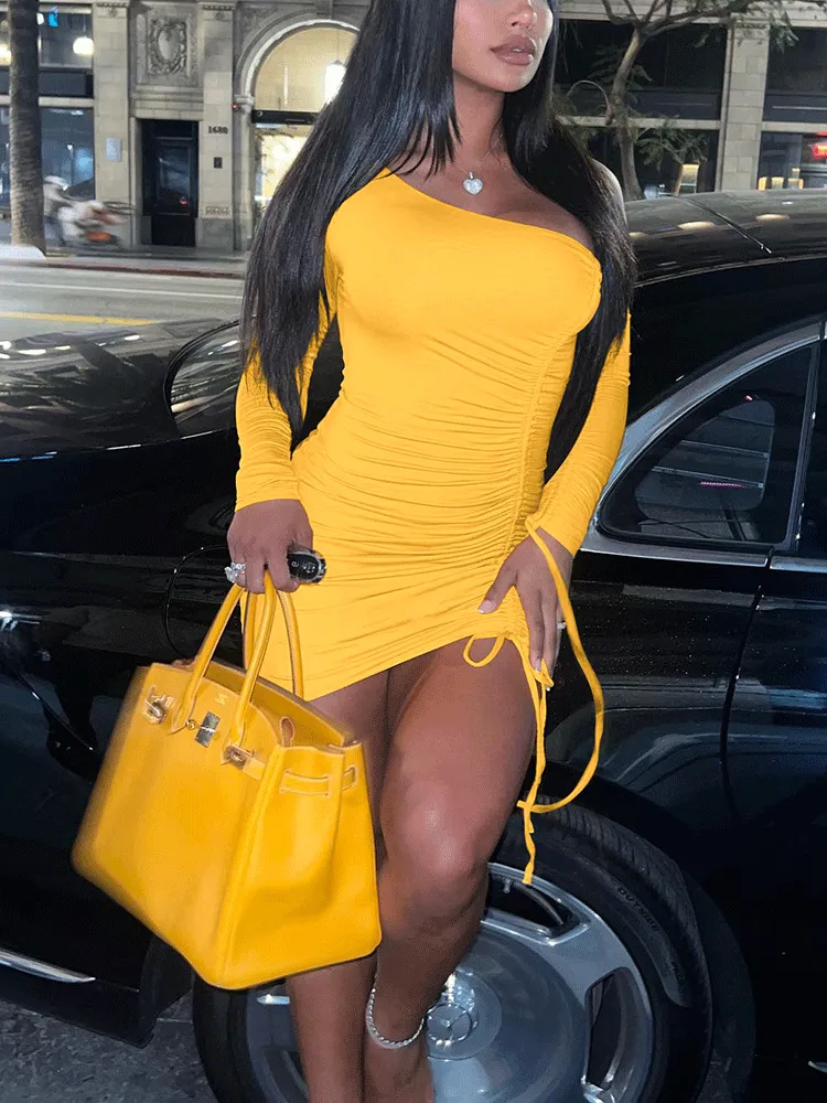 Off Shoulder Ruched Mini Dress