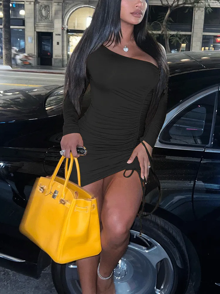 Off Shoulder Ruched Mini Dress