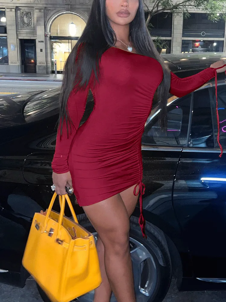 Off Shoulder Ruched Mini Dress