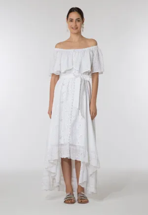 Off Shoulder Schiffli Dress