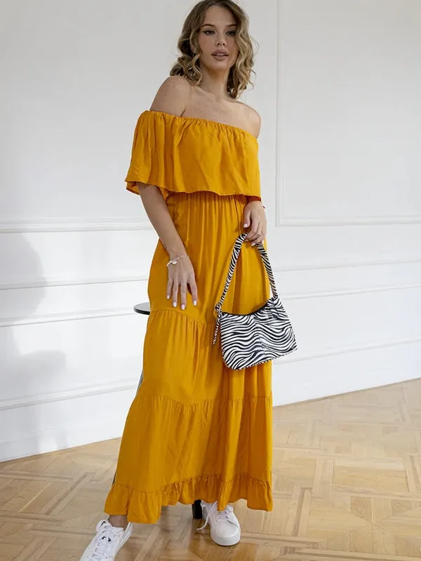 Off Shoulder Sexy White Vintage Elegant Maxi Dresses
