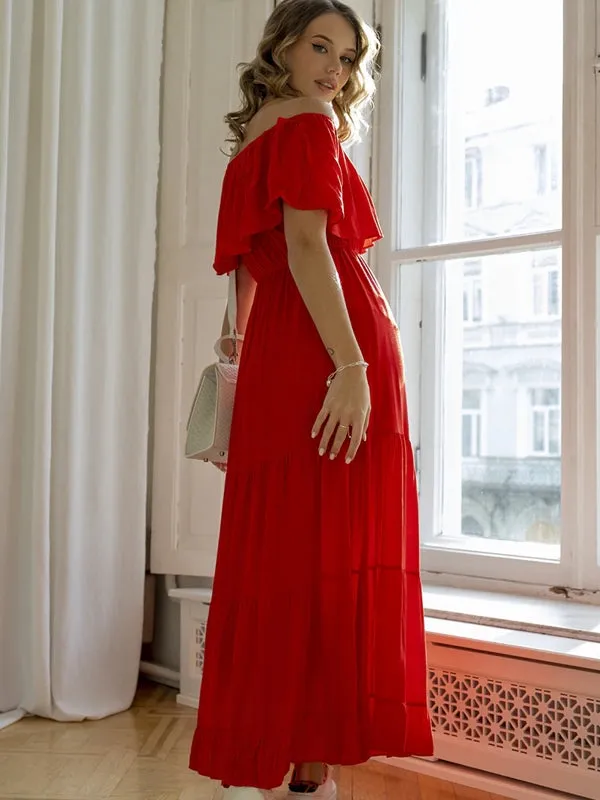 Off Shoulder Sexy White Vintage Elegant Maxi Dresses