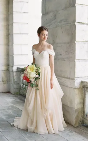 Off-The-Shoulder Drped Floor-Length Criss Cross Dresses