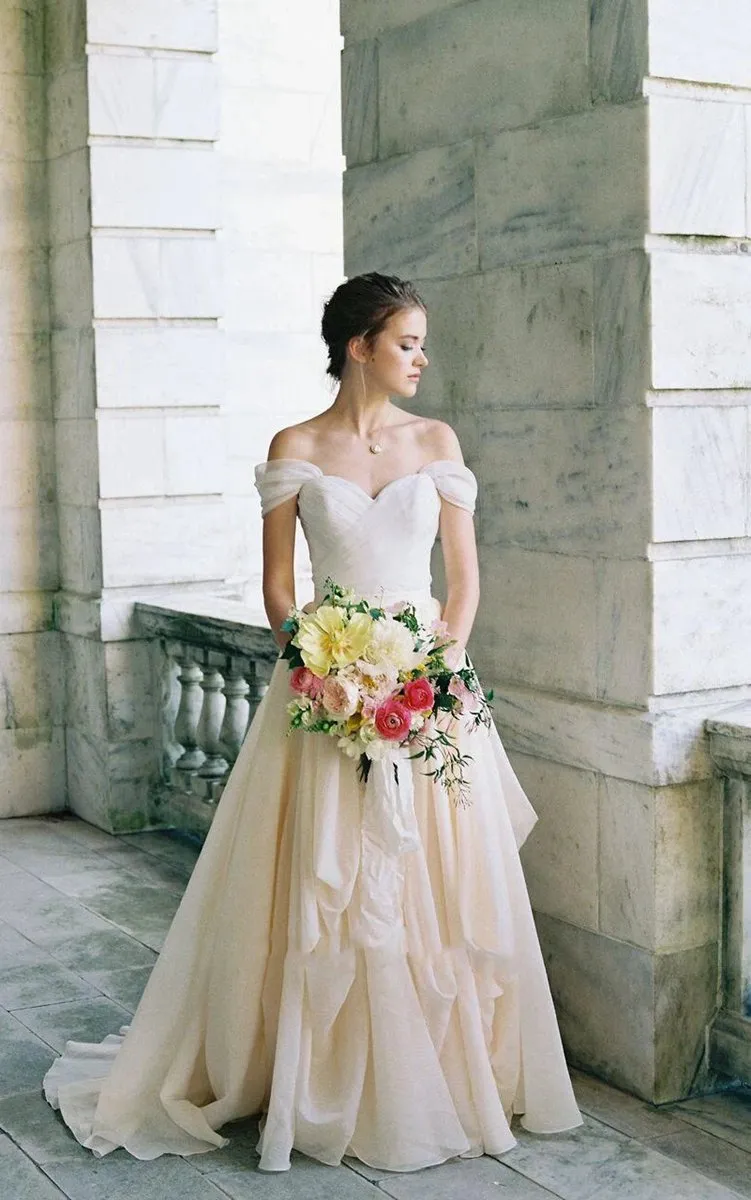 Off-The-Shoulder Drped Floor-Length Criss Cross Dresses