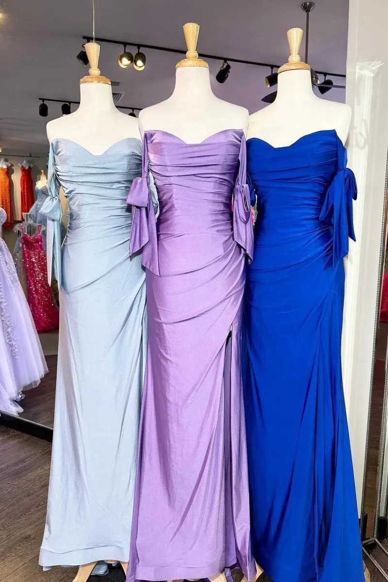 Off the Shoulder Lemon Ruched Mermaid Long Formal Dresses