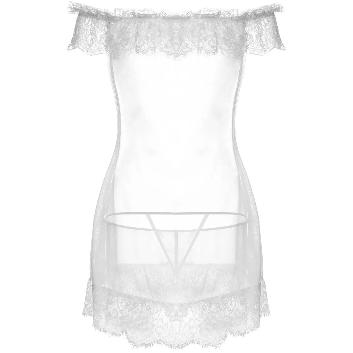 Off the Shoulder Lingerie Slip Dress