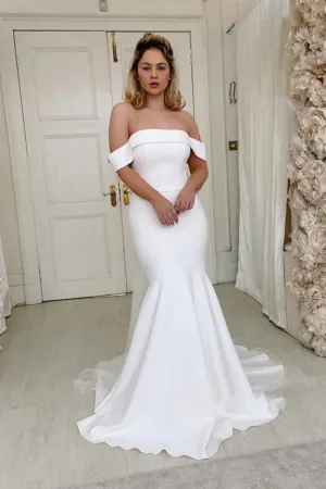 Off the Shoulder Satin Mermaid Wedding Dresses